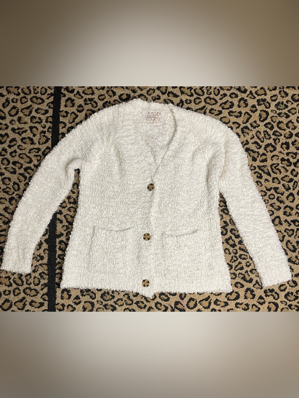 Pink Republic Cream Bouclé Button Cardigan